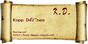 Kopp Dénes névjegykártya