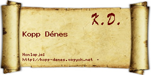 Kopp Dénes névjegykártya